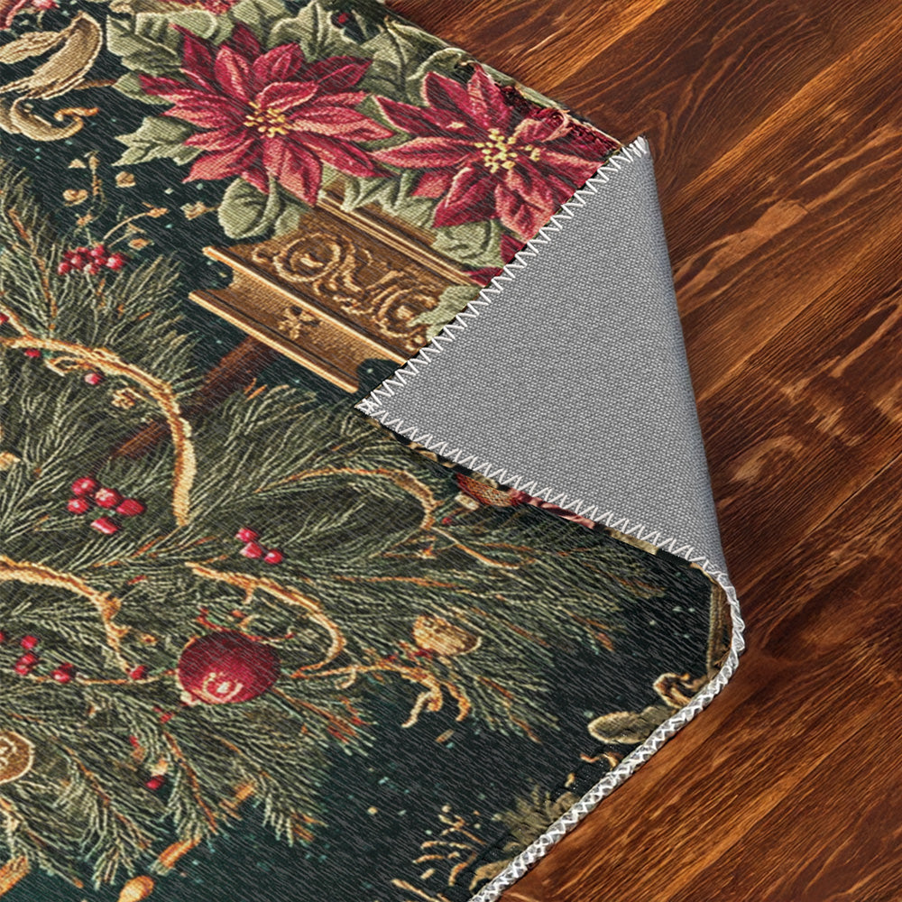 Non-Slip Premium Area Floor Rug Christmas Tree Tapestry Décor Vintage Holiday Accent Mat for Living Room Home Décor