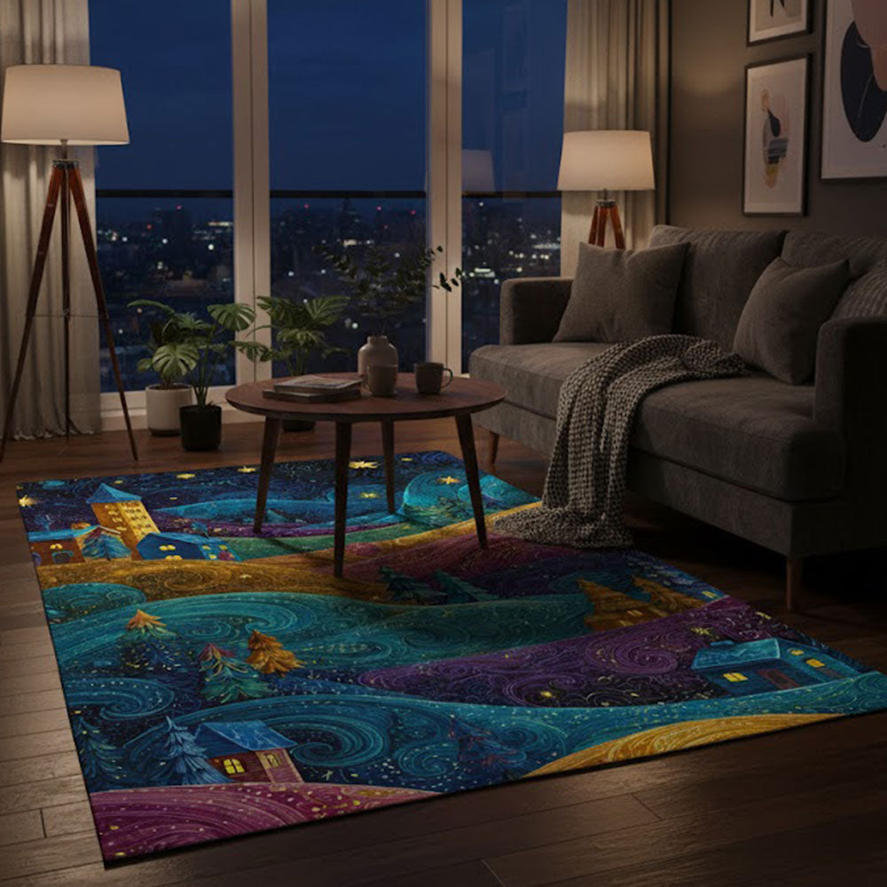 Non-slip Premium Area Floor Rug: Fantasy Landscape Art Rug Cozy Home Decor for Living Room Bedroom