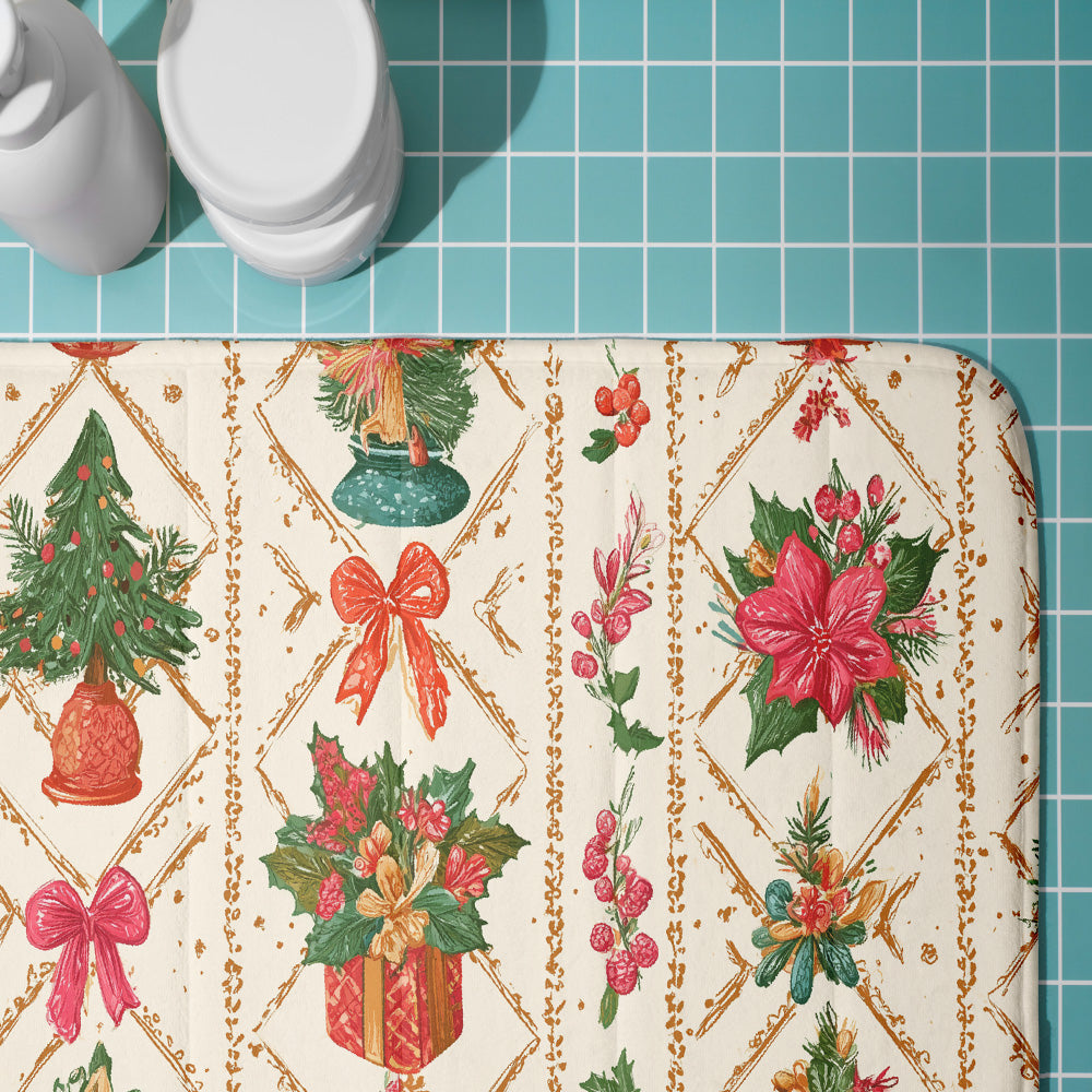 Non Slip Floor Mat Rug: Christmas Anti Skid Holiday Mat, Festive Home Décor Rug, Cozy Seasonal Comfort for Winter Homes