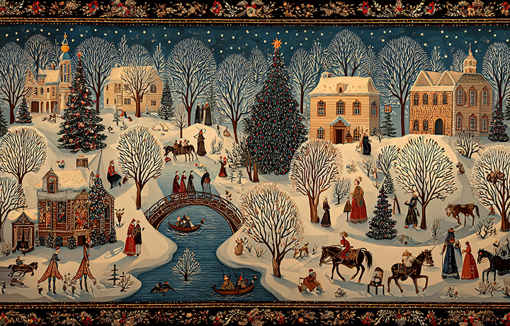 Non Slip Floor Mat Rug: Winter Village Christmas Decor Mat, Anti Skid Holiday Rug, Cozy Seasonal Comfort for Festive Homes