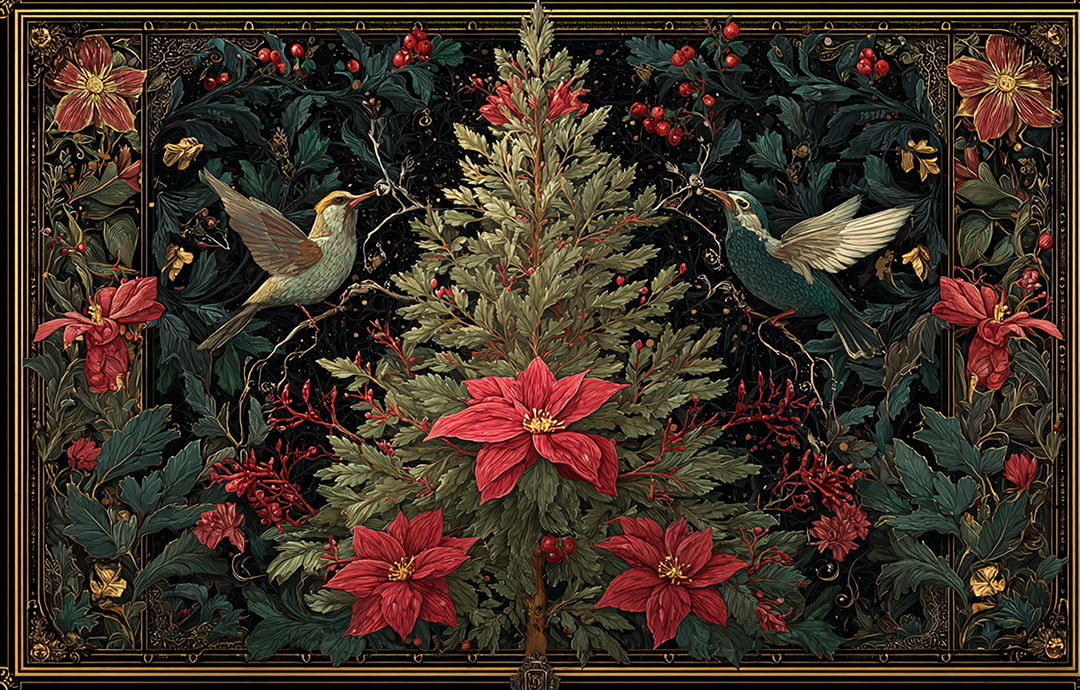 Non Slip Floor Mat Rug: Botanical Christmas Anti Skid Mat, Floral Holiday Rug Decor, Cozy Seasonal Comfort for Festive Homes