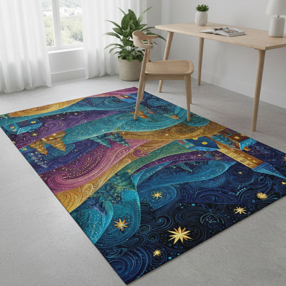 Non-slip Premium Area Floor Rug: Fantasy Landscape Art Rug Cozy Home Decor for Living Room Bedroom
