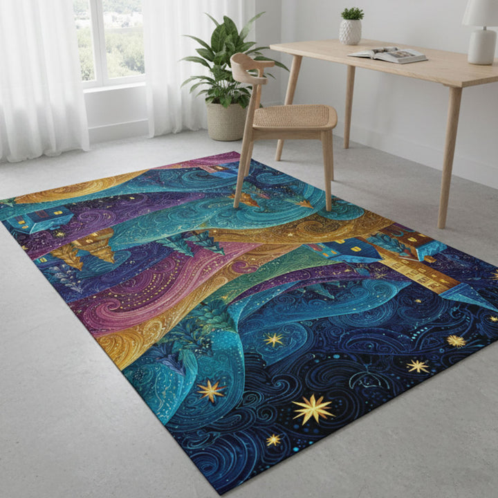 Non-slip Premium Area Floor Rug: Fantasy Landscape Art Rug Cozy Home Decor for Living Room Bedroom
